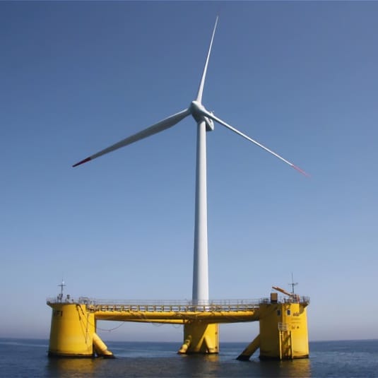 view of wind turbine and port operations