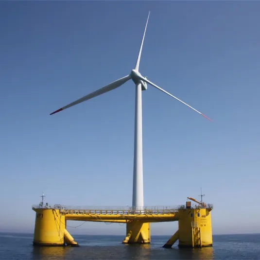 view of wind turbine and port operations