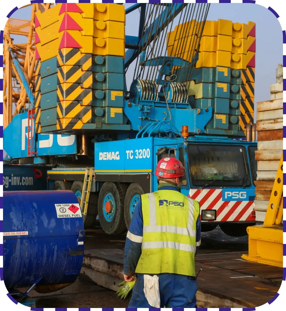 Wind turbines at sea with cargo ship showcasing renewable energy work