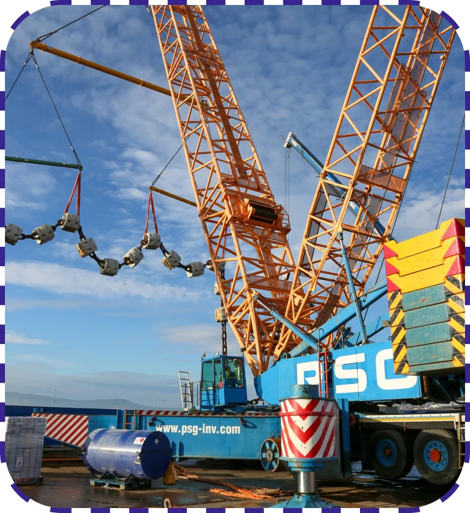 a marine ship under lifting operation